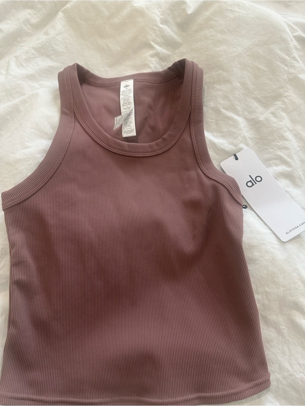 ALO Yoga Ribbed Tank Top in Mauve Rose